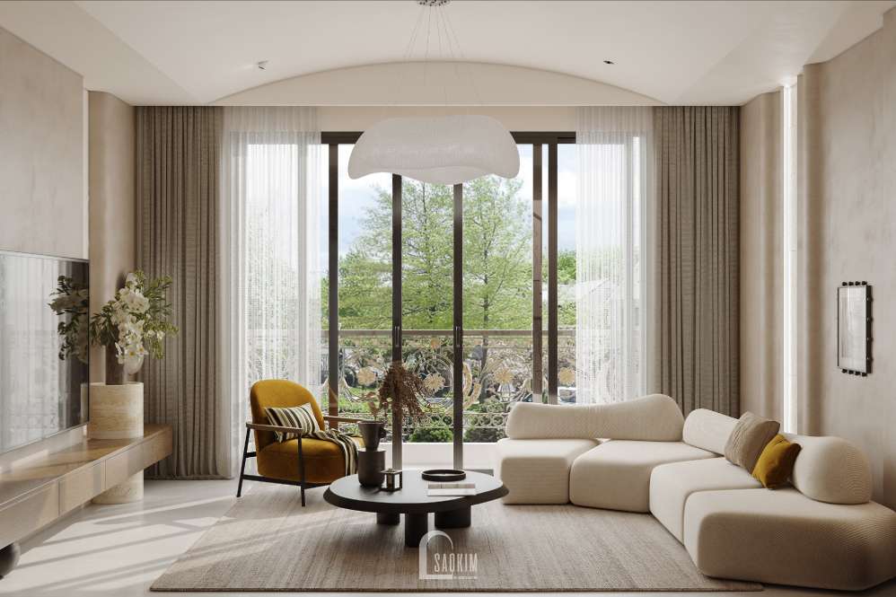 Thiết kế phòng khách nhà phố phong cách Wabi Sabi - Khi thiết kế trở thành nghệ thuật của sự tĩnh lặng và giá trị bền vững